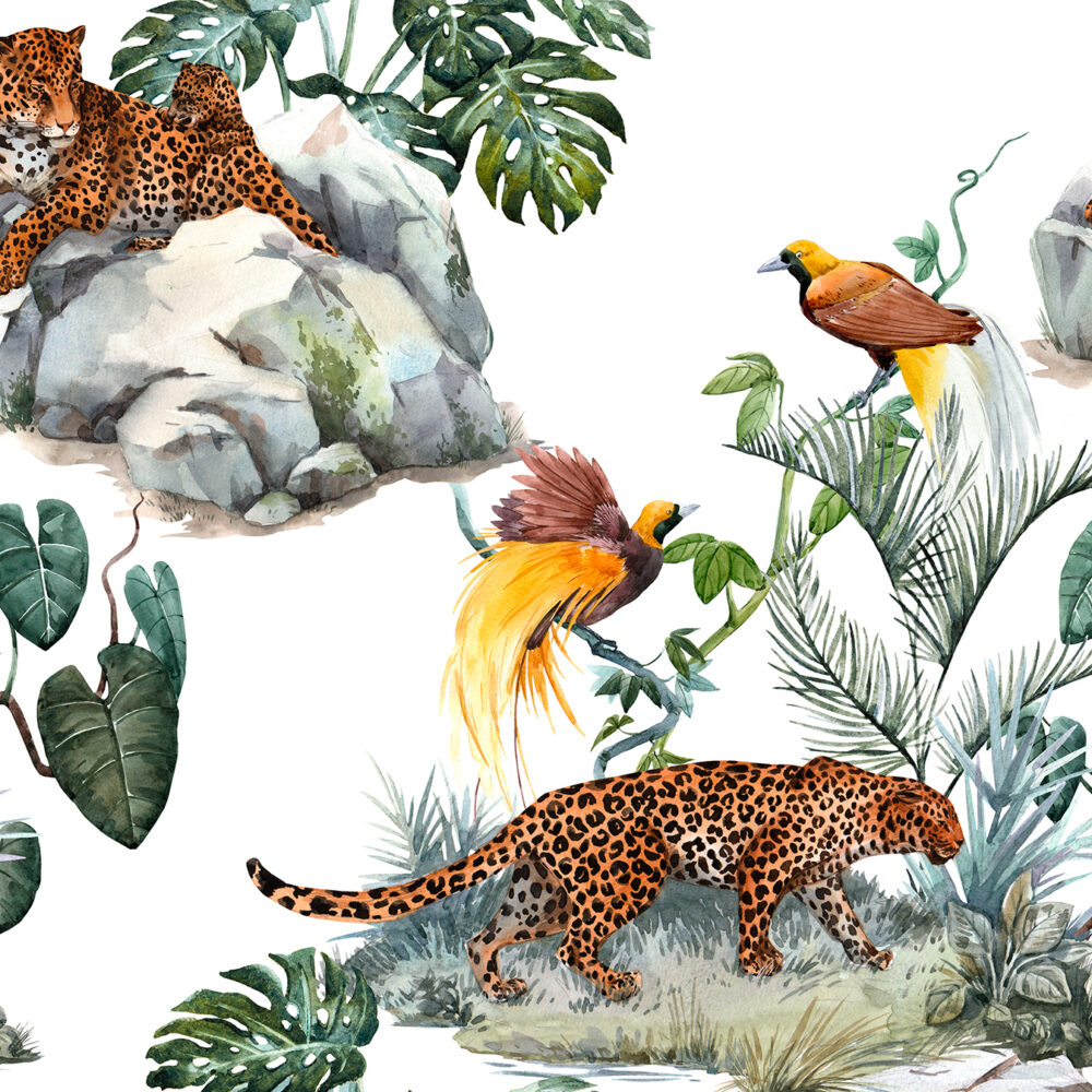 Carta da parati bambini Fagiani e giaguari