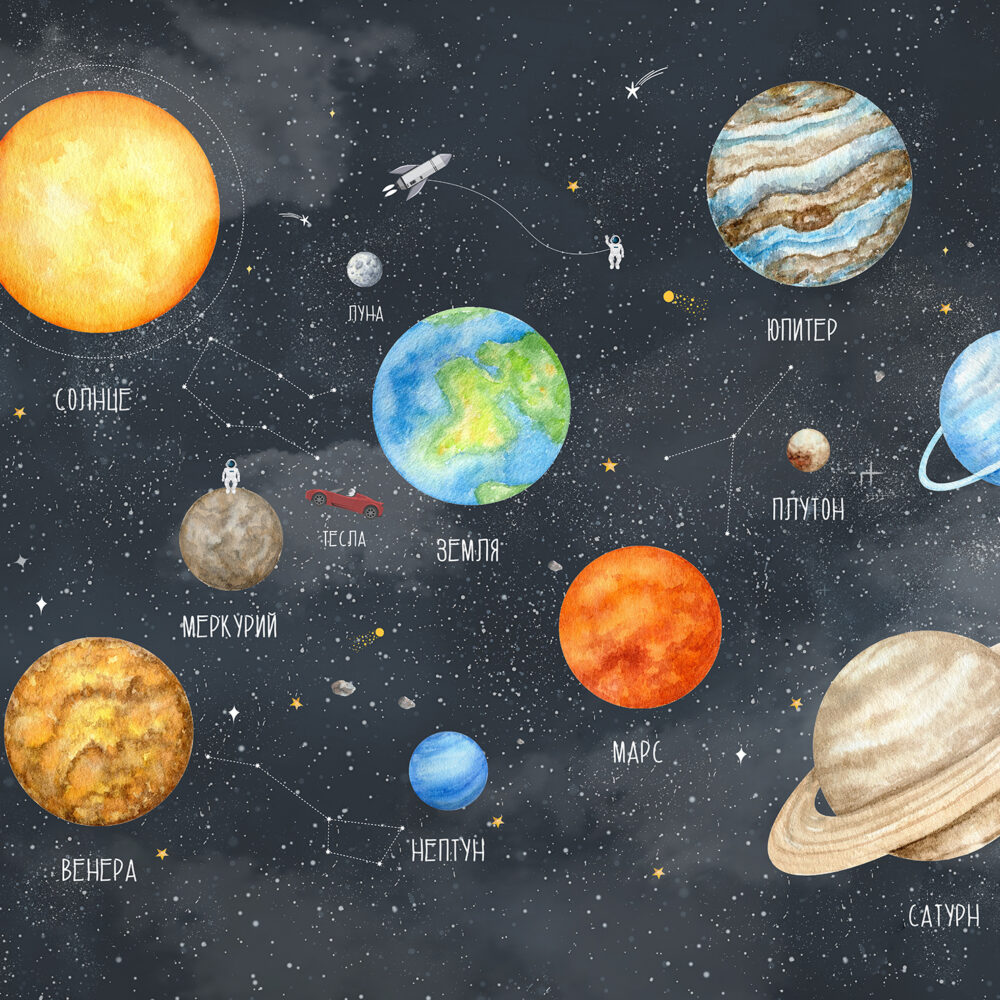 Carta da parati bambini Space F-1014