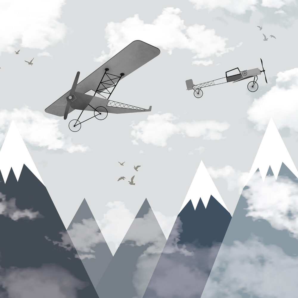 Carta da parati bambini Le montagne sono aerei grigi e blu