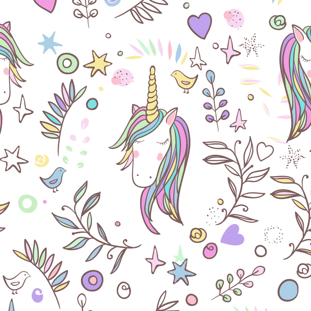 Carta da parati bambini Motivo Unicorni