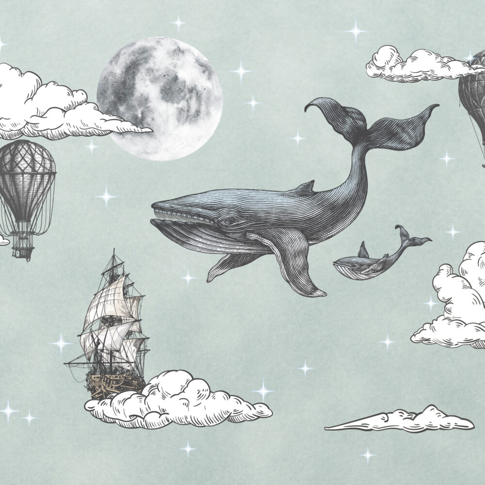 Carta da parati bambini Balene tra le nuvole