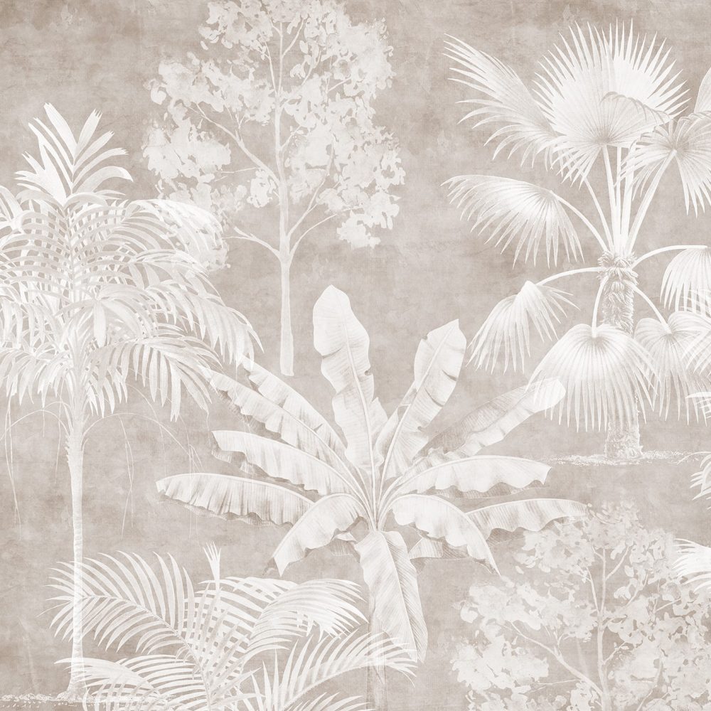 Carta da parati per bambini Giungla in tonalità chiare