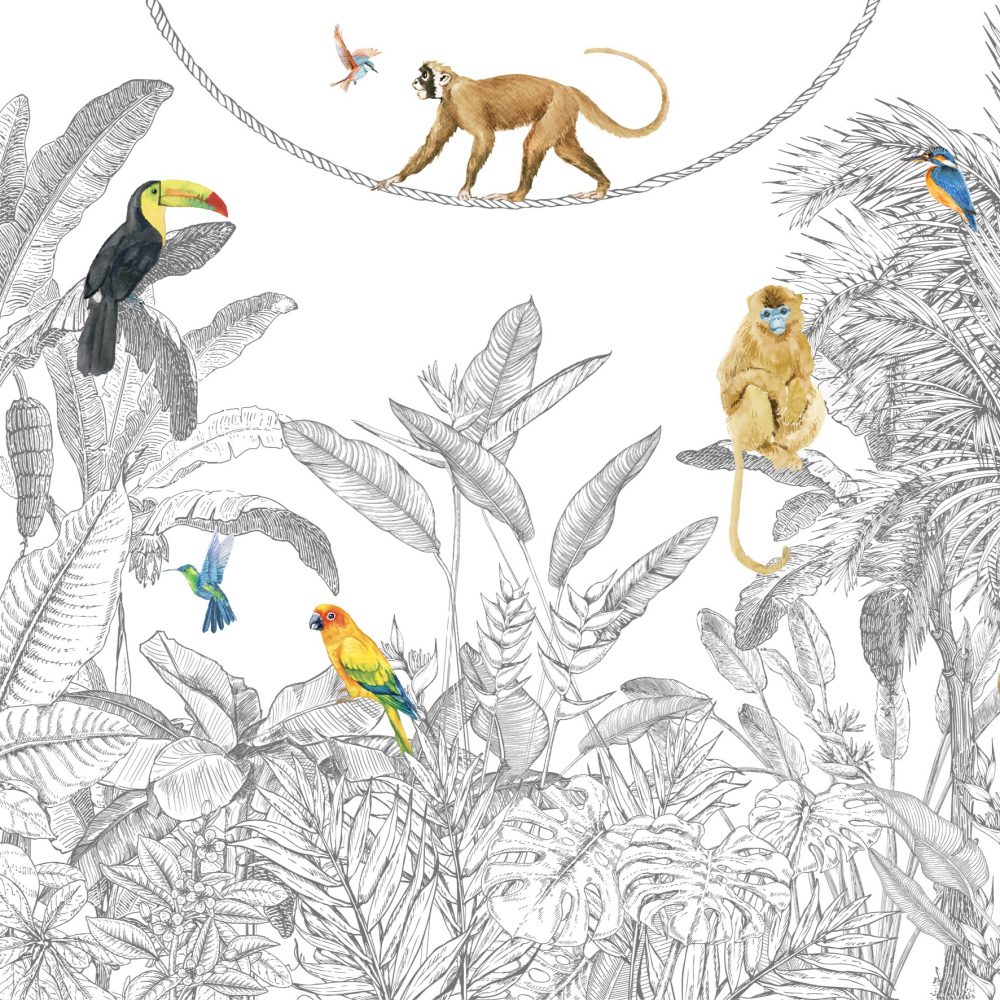 Carta da parati per bambini Avventure tropicali