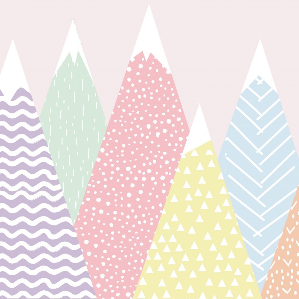 Carta da parati per bambini Montagne colorate