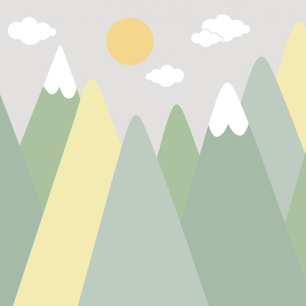 Carta da parati per bambini Montagne dipinte