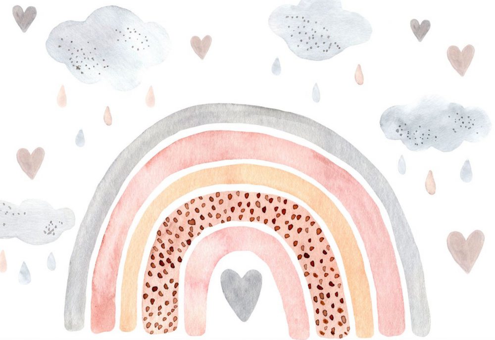 Carta da parati per bambini Arcobaleno tra le nuvole