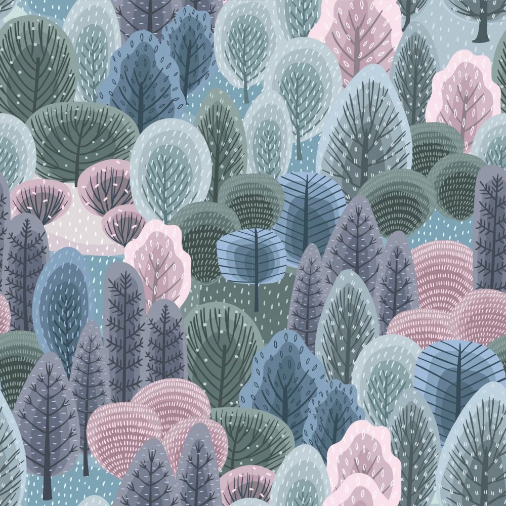 Carta da parati per bambini Alberi colorati