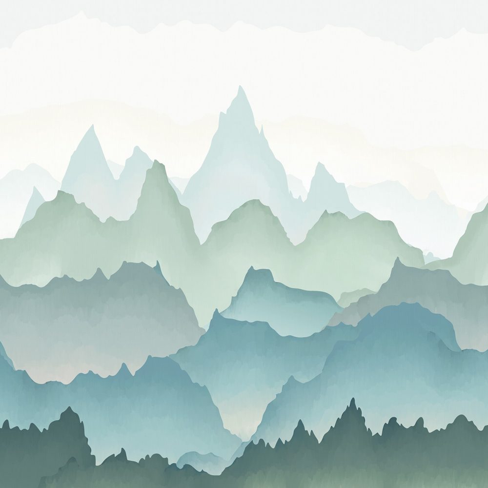 Carta da parati per bambini Montagne blu