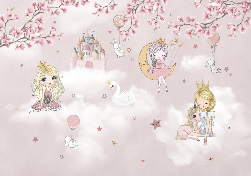 Carta da parati per bambini Castello magico delle principesse